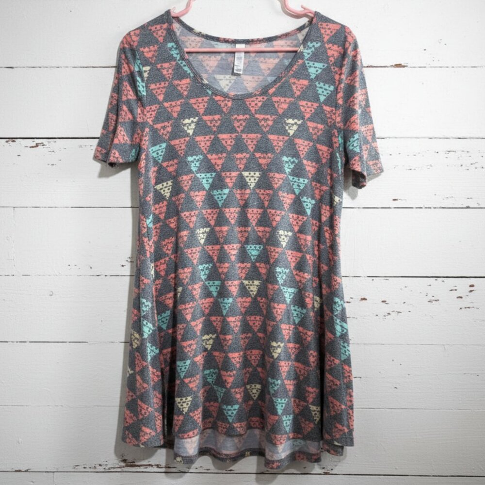 LuLaRoe XXS Multi-Color Abstract Patterned Short Sleeve Top Tunic